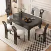 Mesa y Sillas de Comedor Totalmente Retráctiles, Mesa de Comedor Francesa de Madera Maciza, Apartamento Pequeño, Lujo Ligero, Combinable, Estilo Antiguo para el Hogar, Plegable de Gama Alta