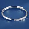 Pulsera Pequeña de la Suerte Pulsera de Plata Plata 999 Femenina Joven Sólida Láser Push-Pull Joyería de Plata para Regalo de Cumpleaños de Novia