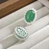 Pendientes de Plata de Ley S925 Pendientes de Calcedonia Verde Natural Nuevos Chinoiserie Moda de Alta Gama Pendientes de Aire Elegantes Retro para Dama