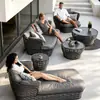 Conjunto de Sofá de Rattan para Lazer ao Ar Livre para Pátio e Jardim, Impermeável e Resistente ao Sol, com Trançado de Rattan para Varanda, Inclui Mesa de Centro