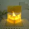 Cartão de Cumprimentos de Aniversário com Luz Musical Estéreo 3D Presente de Aniversário Cartão Dobrável com Coração Luminoso Bênção de Bolo Cartão de Cumprimentos