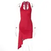 Amazon Ropa de Mujer 2026 Verano Nueva Moda Sexy Espalda Descubierta Ajuste a la Cintura Fruncido Cinta Color Sólido Vestido sin Mangas