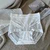Calcinha de fada em renda e malha patchwork ultrafina de cintura média, leve e respirável, toque de nuvem, amiga da pele, modeladora do bumbum, sexy e levemente transparente para mulheres 3347