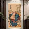 Dios Marcial de la Riqueza Dios Civil de la Riqueza Rollo Pintura Mural Nuevo Estilo Chino Vestíbulo Sala de Estar Estudio Oficina Atrayendo Riqueza y Bendiciones Pintura Mural