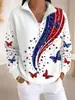 Sudadera cruzada con media cremallera y cuello medio alto, top casual para mujer conmemorativo del 250 aniversario de EE. UU., comercio exterior, Amazon Europa y América