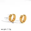 Pendientes elegantes y versátiles de acero inoxidable con incrustaciones de diamantes, cierres de titanio de acero con baño de oro de 18k para mujer