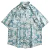 Camisa de manga curta estilo Hong Kong para homens e mulheres Casal Verão Solto Fino Praia Havaiana Floral Meia Manga Camisa de Flor