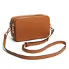 Nova Bolsa de Couro para Comércio Exterior Bolsa Transversal Feminina Estilo Japonês Moderna Simples Zíper Duplo Grande Capacidade Ombro Pequena Bolsa Quadrada
