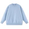 Suéter coreano de cuello redondo azul sencillo de invierno para hombre y mujer, de color liso, cuello redondo, holgado, informal, de manga larga.