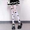 Lolita Calcetines Lindos de Vaca Sobre la Rodilla para Mujer Calcetines Delgados Japoneses Sexy de Lunares Blancos y Negros Calcetines Altos hasta el Muslo JK