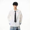 Camisa de Xadrez Azul Falsa de Duas Peças Masculina Verão Fina Tendência Marca Retro Americano Casual Solta Proteção Solar Jaqueta de Manga Longa