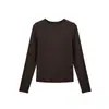 Camiseta Base de Trébol de Cuatro Hojas de la Suerte de Otoño ABOUTSEA para Mujer, Bendición de Buena Suerte, Camiseta de Manga Larga con Cuello Redondo Ajustada de Terciopelo Mousse