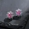 Moda Alto Senso Milênio Rosa Corte Flor Colar Pingente Brincos Dourado Rosa Rosa Explosões Brincos Femininos