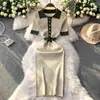 Estilo Coreano Elegante Socialité Estilo Hong Kong Estilo Europeo y Americano Cuello Polo Hebilla Metálica Vestido de Seda Helada Longitud Media Por Encima de la Rodilla