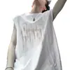 Regata Estilosa com Letras para Homens, Moda de Verão Estilo Americano Hong Kong Solta Versátil Casual Sem Mangas Camiseta, Moda Masculina de Marca Tendência