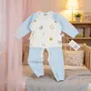 Conjunto de Roupa Íntima de Algodão Macio para Recém-Nascidos Primavera e Outono, Roupa Camada Base para Bebê Bordada com Desenhos Animados Sem Costura, Tamanhos 52-59 #
