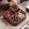 Nova Caixa de Frutas Secas de Madeira Estilo Chinês Bandeja de Frutas Quadrada Caixa de Doces para Lanches com Tampa Caixa de Doces de Semente de Melão Caixa de Nozes