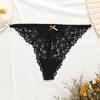Tanga de encaje sexy con lazo y sin costuras para mujer, con estampado transpirable y hueco, Amazon Duoduo