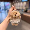 Vestido de renda estilo Chanel chaveiro de ursinho de pelúcia pingente para bolsa boneca feminina pingente presente
