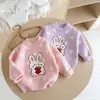 Suéter de Lunares para Niña Otoño e Invierno Grueso Estilo Coreano Suéter para Bebé Dibujo de Conejo Ropa de Punto Cálida y Elegante para Niños
