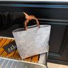 2025 Nuevo Estilo Chino Bordado por Ambos Lados Estampado en Caliente Estéreo Hecho a Mano Gran Capacidad Bolsa de Tela de Bambú Bolsa de Mano para el Trabajo y Viajes