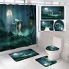 Cortina de Ducha Personalizada Transfronteriza Juego de Cuatro Piezas para Baño, Cortina Divisoria de Baño, Alfombrilla para Inodoro, Alfombrilla Absorbente, Dropshipping Ozon de Amazon