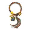 Cuerda de Mano Tibetana Thangka Cuerda de Algodón Enrollada a Mano Pulsera Trenzada Ojo del Dios de la Riqueza de Cinco Vías Zakiram Tara Verde Perla Thangka