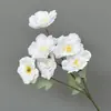 Flor artificial para casamento Flor de hibisco de 6 cabeças Salão de casamento Arranjo floral de guia de estrada Local de decoração Flor artificial Feito à mão 6 cabeças Madeira Algodão