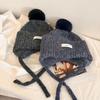 Invierno para mujer Lindo Suéter Gorro con forro polar Engrosado Cálido Invierno Gorro Lei Feng Tejido Protección para las orejas Ciclismo Sombrero de lana