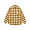 Ropa Vintage 25 Otoño Nuevo Japonés Retro Camisa con Bolsillo de Parche para Hombre Tendencia Cuadros Degradados Holgada Casual
