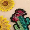 Lixin Etiqueta Bordada para Computadora Lentejuelas Girasol Cactus Zapatos y Sombreros Accesorios para Ropa Parche Parche Parche de Tela Bordada