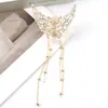 Clip de Pinza para Cola de Caballo de Mariposa de Circonita de Lujo con Colgante de Borla Larga, Pinza para el Cabello de Medio Recogido de Alta Gama, Accesorio para el Cabello de Pinza de Tiburón