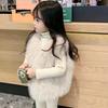 Chaleco nuevo para niñas con forro polar grueso de piel sintética de zorro, chaleco versátil de piel de estilo coreano para bebés, chaleco para niños, ropa exterior