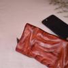 Cartera de hombre pliegues artesanía cepillada larga soporte grande para billetes Retro europeo y americano piel de vaca de primera capa impermeable