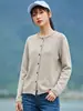 Novo Top Casual de Gola Redonda com Manga Longa e Design Único para o Outono de 2026, Cardigã de Lã Tricotado Feminino com Bordas Enroladas