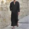 Comercio exterior transfronterizo comercio exterior de hombres algodón y lino hombres V manga larga camisa larga viento