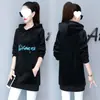 Vestido Sudadera de Terciopelo Dorado de Longitud Media Talla Grande Otoño e Invierno 200 Jin Ropa para Mujer Talla Grande Vestido con Capucha Casual para Mujer