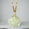 Pingente Flor de Lótus de Jade Sintético Pingente de Jade Feminino Flor de Jade Branco Pingente de Jade da Prosperidade Colar de Lótus de Jade Pingente de Jade