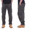 Pantalones de Trabajo Casuales de Algodón para Hombre con Cintura Elástica, Talla Grande, Multibolsillos, Corte Holgado, Pantalones Largos para Obra