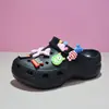 Zapatos de Suela Gruesa con Agujeros de Estrella para Mujer, Verano, Exteriores, Antideslizantes, Suela Gruesa, que Aumentan la Altura, Punta Cerrada, Sandalias de Tacón Alto, Zapatos de Playa