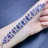 Nuevo Pulsera de Zafiro Quemado Estilo Antiguo Natural con Incrustaciones de Plata S925, Piedra Principal 3*4+4*6mm, Artículo Versátil de Moda Más Vendido para Mujeres