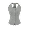Chaleco de Diseño Halter con Cuello en U y Cruce Simple para Mujer 2025 Verano Nuevo Top de Tirantes sin Mangas Ajustado para Mujer