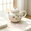 Taza de Té de Cerámica Mariposa Turquesa y Morada Pintada a Mano, Tetera, Cuenco de Té, Gaiwan Doméstico de Alta Gama, Taza de Anfitrión, Taza de Café de Alto Valor