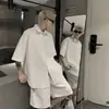 Traje de Camisa Blanca de Manga Corta con Textura de Waffle para Hombre, Conjunto Casual Deportivo de Dos Piezas para Vacaciones Estilo Old Money de Verano