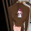 Blusa Térmica Versátil de Manga Longa com Fleece Escovado para Meninas com Gola Meio-Alta Franzida Chegada Nova Outono/Inverno 2026