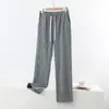 Calças de veludo cotelê xadrez de perna larga para outono e inverno, calças casuais femininas de cintura alta com elástico, calças retas emagrecedoras, calças casuais versáteis