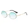 A18904 gafas de sol ovaladas retro con corte de diamante para mujer Gafas con textura de cristal gafas sin montura venta al por mayor