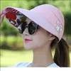 Estilo Nuevo de Verano para Mujer, Sombrero de Sol con Protección Solar, Ala Ancha y Parte Superior Abierta, Elegante Decoración de Flores, Sombrero Fresco Transpirable para Exteriores