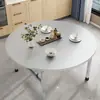 Mesa Redonda de Acero Inoxidable Extra Gruesa para Comedor, Plegable, Adecuada para Barbacoas de Mercado Nocturno, Puestos de Comida, Mesas de Buffet, Cantinas, Uso Doméstico y Zonas Rurales
