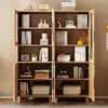 Estantería de Madera Maciza de Caucho para Estudio en Casa, Vitrina con Puerta de Cristal, Estantería Combinada Multifuncional con Armario de Almacenamiento con Cajones